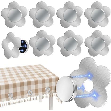 8 pesas para manteles, pesas magnéticas de acero inoxidable para manteles, pesas extra pesadas para manteles, pesas para manteles de exterior para picnics, camping, jardín, manteles, cortinas (Flores) (1/5)