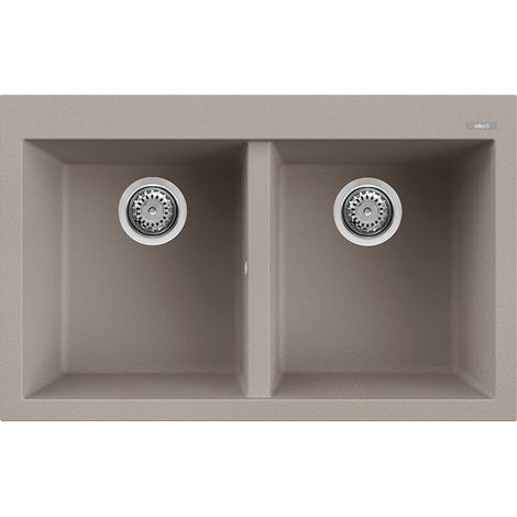 Lavello Elleci Incasso 2 vasche 79x50 Quadra 350 Granitek Grigio Tortora LGQ35043