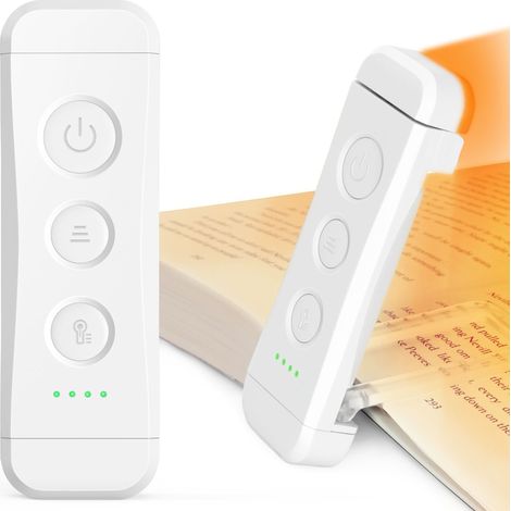 Lámpara de lectura recargable, luz de lectura con clip para cama, 3 colores cálidos y 5 niveles de brillo, compacta y duradera, ideal para lectores electrónicos.