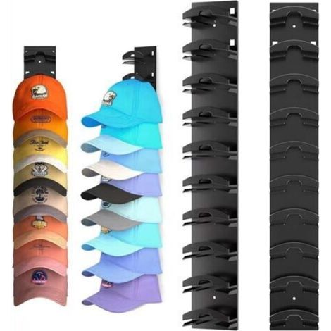 2 Pack Hat Rack Pour Mur, Organisateur De Casquettes De Baseball, Support Affichage Chapeau D'auto-adhésif, Chapeaux Mural Hat Rangement Bouchons Rangement Avec 10 Crochets Pour Placard Entrée (1/5)