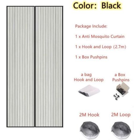 Taille 80 x 210 cm - Type Black 2 - Été Moustiquaire Rideau Aimants Porte Maille Insecte Phlébotome Filet Ave (1/4)