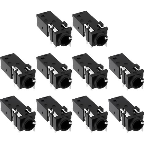 Lot de 10 Mini-Jacks Stéréo 3,5 Mm avec Composants Audio Intégrés pour Connexion d'alimentation Connecteur Audio Vertical pour Casque Stéréo (1/5)