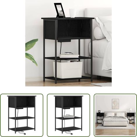 vidaXL Rangement - Cabinet de chevet Chêne noir 55 x 31 x 76 cm Bois d'ingénierie (1/5)
