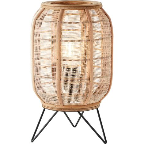 BRILLIANT Lampe, Tanah Tischleuchte schwarz/natur, 1x A60, E27, 42W, Mit Schnurzwischenschalter (1/4)