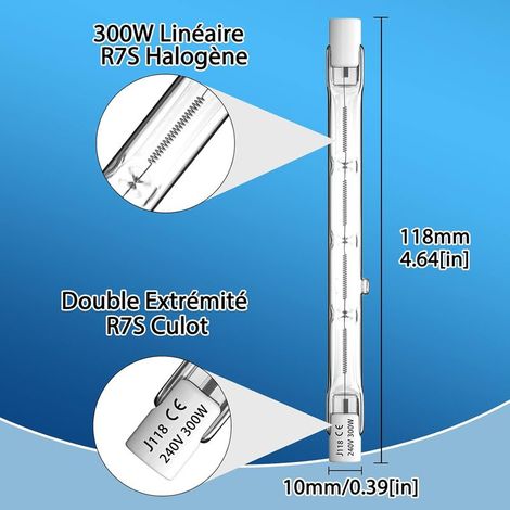 Dimmbare R7S 118 mm 300 W Halogen-Stiftlampe AC220–240 V 5900 lm J118 Linearer Halogen-Fluter für Landschaftsbeleuchtung, Sicherheit, Straßenbeleuchtung (5er-Pack, Warmweiß 2800 K) [Energieklasse (1/5)