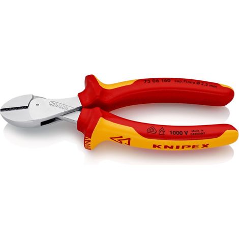 73 06 160 X-Cut® Pince coupante de côté à forte démultiplication isolées par gaines bi-matière, certifiées VDE chromée 160 mm (1/5)