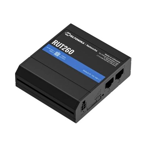 Router LTE Industrial Teltonika Rut260, Cat.6, 2x LAN 100mb/s Wifi 2.4ghz, Rut260 000000 (1/5)