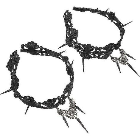 Diadema elegante de encaje para la frente, accesorio para fiestas de Halloween y cosplay (2 unidades) para mujer. (1/3)