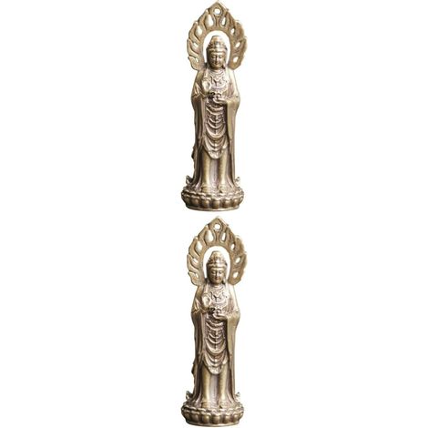 2pièces Figurine Bouddha Avalokitesvara Antique Décoration Religieuse pour Salon Bureau Et Jardin Ornement Sacré avec Design Artistique Unique (1/5)