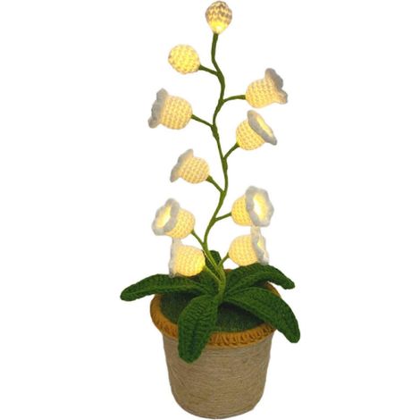 Lampe de chevet Shimmernest Lilyglow Flowers, motif muguet vintage, fleur artificielle au crochet avec dix petites lumières pour la décoration intérieure (1/5)