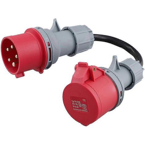 Adaptateur 5 broches rouge 32 A mâle vers 16 A femelle - Rallonge pour chargeur de véhicule électrique - Prise 400 V (1/5)