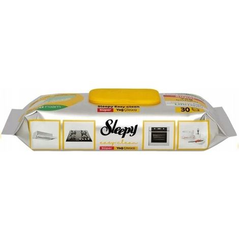 Salviette umidificate per la pulizia della cucina Sleepy - Easy Clean, gialle, 30 pezzi.