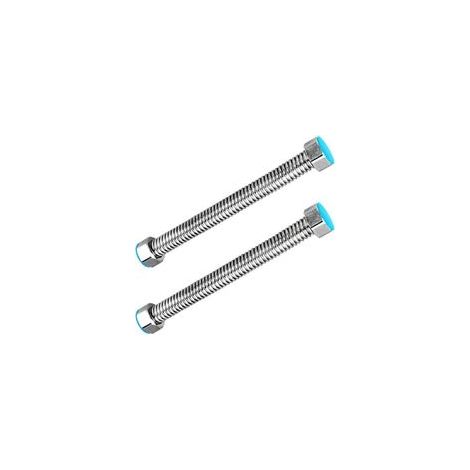 2 Pièces G1/2" x G1/2" Tuyau de Vidange Ondulé en Acier Inoxydable, pour Chauffe-eau Connecteur Plomberie Salle de Bain Tuyau Tube D'eau Chaude, 80CM (1/5)