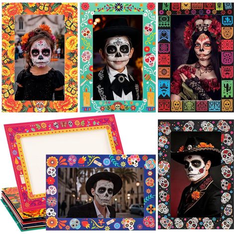 12 Cadre Photo Dia De Los Muertos Decoration, Cadres Photo Jour des Morts en Papier pour Decoration Halloween, Jour des Morts, Dia De Muertos Decoration (1/5)