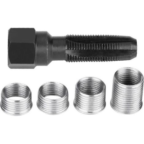 Kit Réparation Filetage Bougie - Taraud et Inserts M14 - Pour Bougies d'Allumage 14 mm - 5 Pièces (1/4)