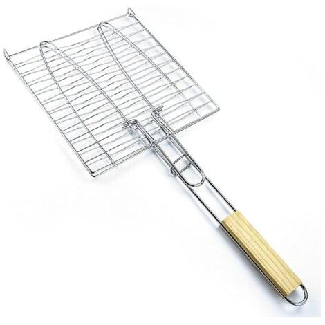 Gril gril Mesh clips, long manche Multi - usage gril Fish clips, fer gril Mesh clips, gros poisson double gril 23.5 23.5cm (1/5)