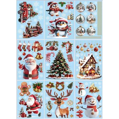 Weihnachtsdekorationen, doppelseitig, wiederverwendbar, niedliche Fensteraufkleber für die Winterfeiertage und Kinderzimmerdekorationen (1/4)
