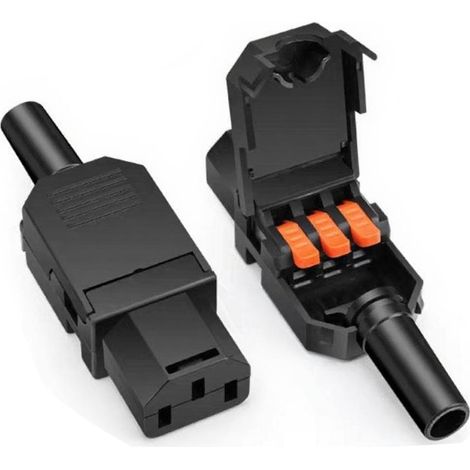 2 x Adaptateur connecteur Secteur IEC 320 C13 Adaptateur de Prise AC 250V,Prise IEC C13 3 Broches (Noir) (1/5)