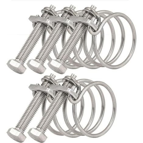 Bardusch 60-65 mm Colliers de serrage doubles en fil, colliers de serrage réglables en fil 201 en acier inoxydable, colliers de serrage doubles en fil pour tuyau d’eau, tuyau de réservoir, tuyau pour (1/5)