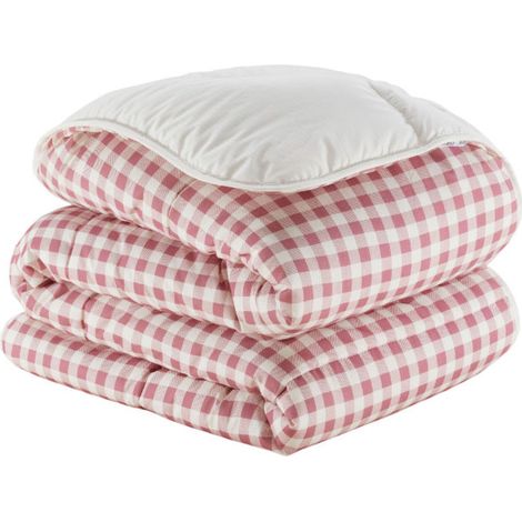 Edredón Invierno Vichy Algodón 100% Suave Cálido Alta Calidad Relleno Poliéster Reciclado 250 g/m²  Cama  80/90 (160X220) - Burdeos