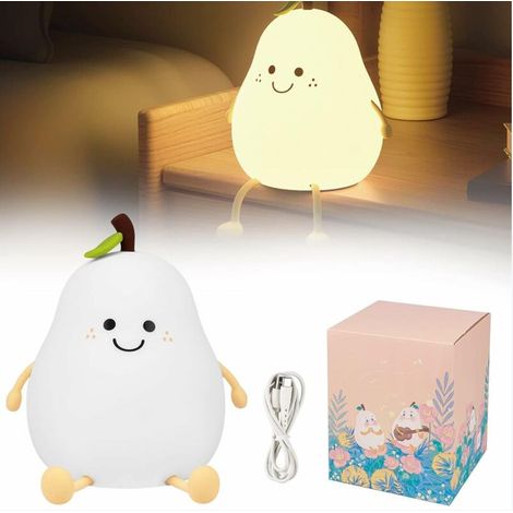 Veilleuse en forme de poire, lumière créative colorée, veilleuse LED en silicone, lampe de chevet avec capteur tactile (1/4)