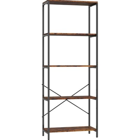 Étagère 5 niveaux en métal marron avec surface mélaminée, 79x35x161 cm (1/5)