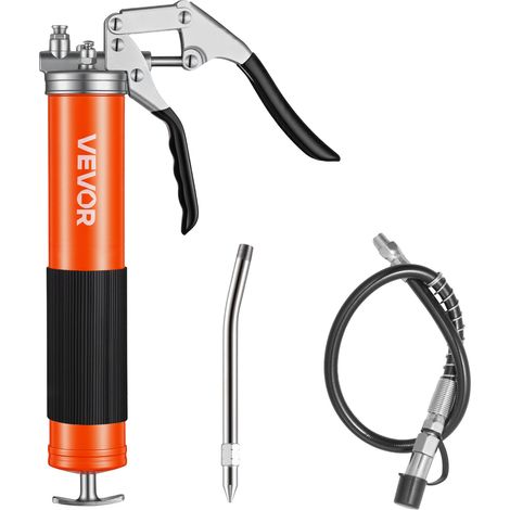VEVOR Pistola per Grasso Manuale 8000 PSI ad Alta Pressione, Kit Pistola per Grasso con Impugnatura Tubi Ugelli, Capienza da 0,4L, Ingrassatore Manuale per Automobilistici Macchinari Agricoli