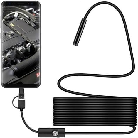 Caméra d'inspection serpent USB, endoscope USB C étanche IP67, caméra de type C avec 6 lumières LED réglables pour Android, XP, w7, w8, VISTA, W10,5.5mm (1/3)
