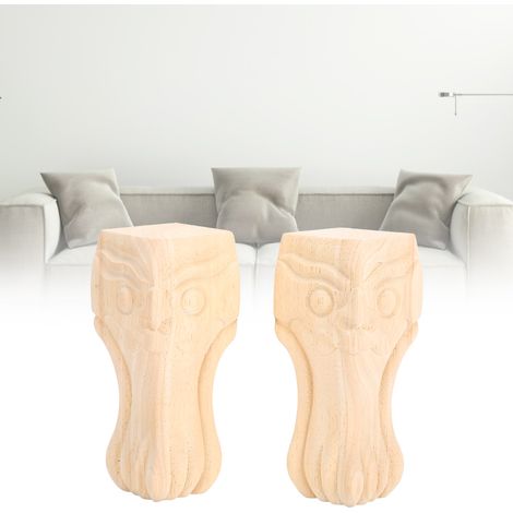 Lot de 2 pieds de table élégants en bois sculpté, parfaits pour canapé, table basse ou meuble TV. (1/5)