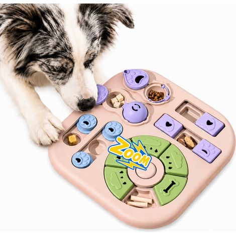 Jouet interactif de réflexion pour chat, distributeur de nourriture lente en forme de labyrinthe, 28,7 cm Casse-tête pour friandises, plastique ABS et PP, patins antidérapants, rose clair (1/5)