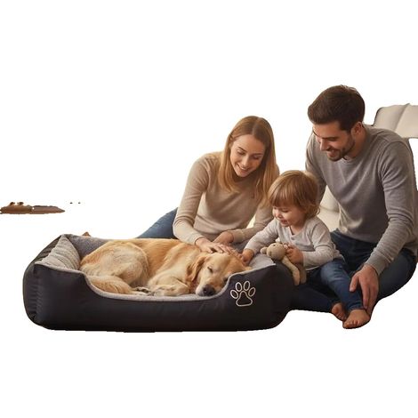 Lit pour chien, design orthopédique, facile à nettoyer, Noir (1/2)