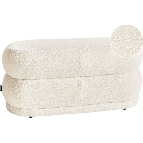 Panca decorativa con tessuto bouclè bianco sporco imbottito Ellendale (1/5)