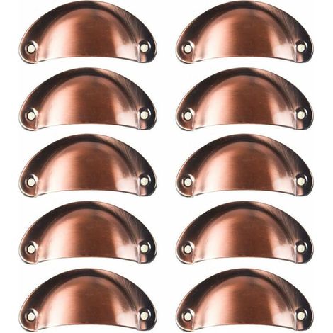10x Poignée de Coquille Vintage pour Tiroir Armoire Meuble Cuisine, Fer Incurvé Bouton de Porte de Placard Retro 8,2 cm x 3,5 cm,Métall Bouton Porte pour Armoire Meubles Décoration(Cuivre rouge) (1/4)