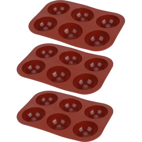 Moule silicone hémisphérique 3 pièces pour chocolat, pudding, mousse, dessert, outils de cuisine, marron (1/5)