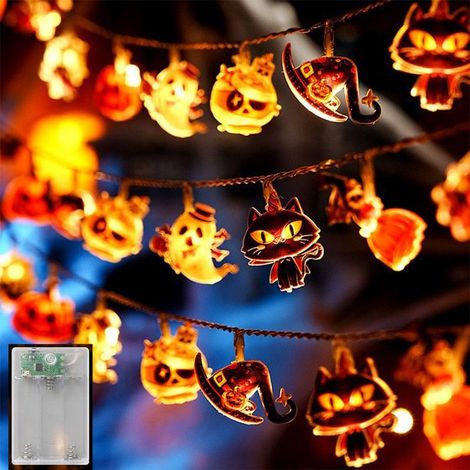 Guirlande Lumineuse Halloween 6M 40 LED à Piles et 8 Modes – Citrouille et Fantôme pour Décoration Intérieure et Fête (1/5)