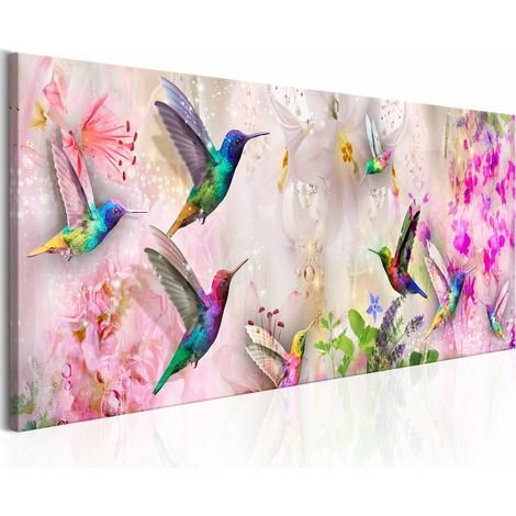 Tableau colibris colorés étroits - 120 x 40 cm (1/4)