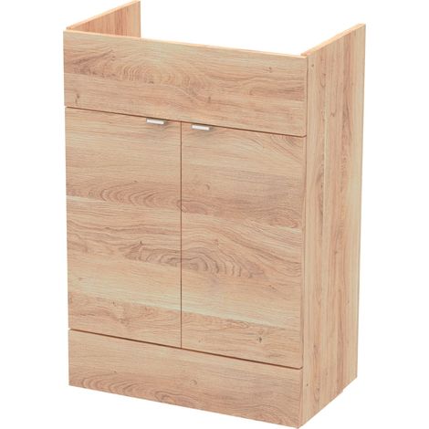 Hudson Reed Fusion Floor Standing 2-Door Vanity Unit 600mm Wide - Bleached Oak (1/2)