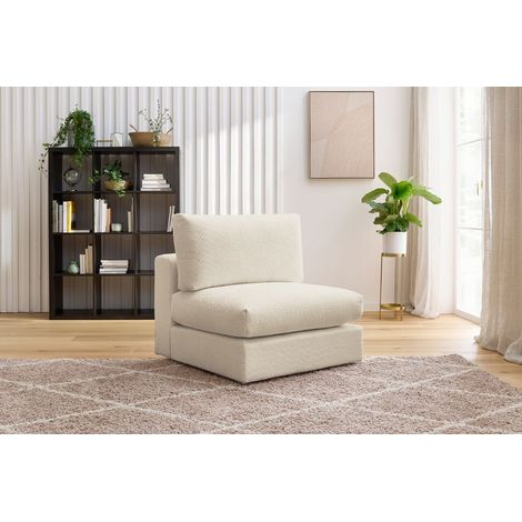 BOBOCHIC - Chauffeuse 1 place pour canapé modulable PARIS tissu bouclette Beige (1/5)