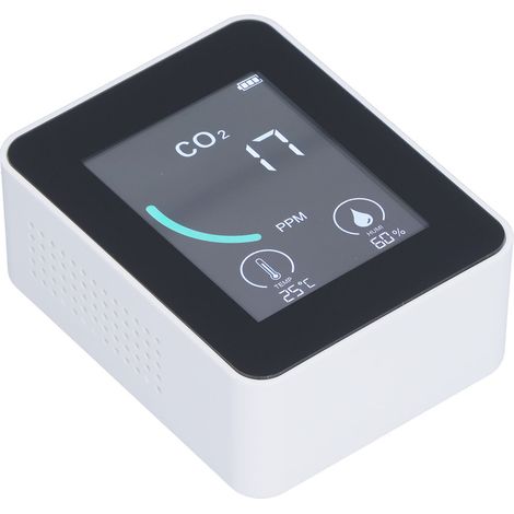 Détecteur de CO2 LCD 2-en-1 avec thermomètre et hygromètre, alarme, portable, surveillance en temps réel pour maison et bureau, blanc (1/5)