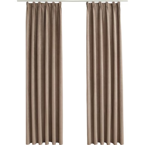 INLIFE Rideaux occultants avec crochets 2 pcs Taupe 140x245 cm (1/5)