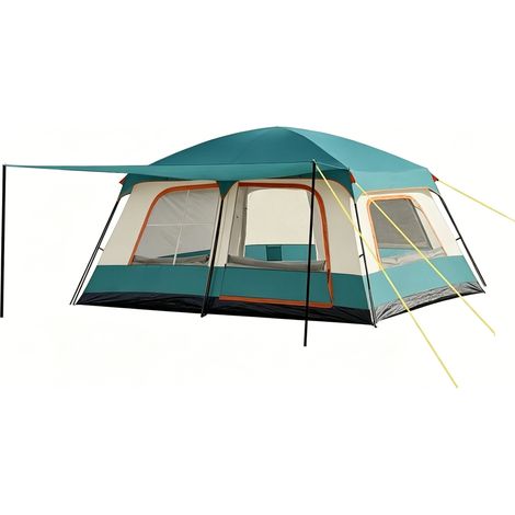Tienda de viaje impermeable, resistente al viento, ideal para el hogar al aire libre, con múltiples ventanas y dos habitaciones. (1/5)