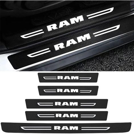 (5 pièces pour Ram) Autocollants décoratifs de seuil de porte de voiture,ruban de protection pour logo Dodge Ram 2500 1500 Charger Challenger Journey Jersey Durango (1/2)