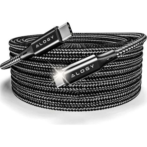 Cavo USB-C Type C potente e veloce 60W PD 2M per iPhone 15/Pro/Max, cavo in nylon Alogy nero (1/4)