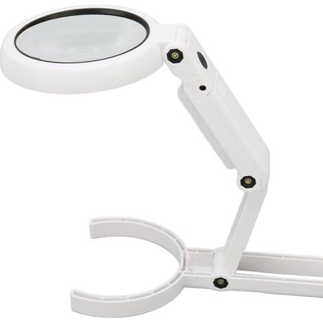 Lampe loupe de bureau LED 5x/11x - Loupe pliable - Lampe de lecture - Blanche (1/5)