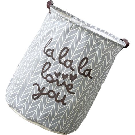 Panier à linge pliable rond en coton et lin, sac de rangement pour vêtements sales, panier à linge pliable pour la maison ou le dortoir, gris (1/5)