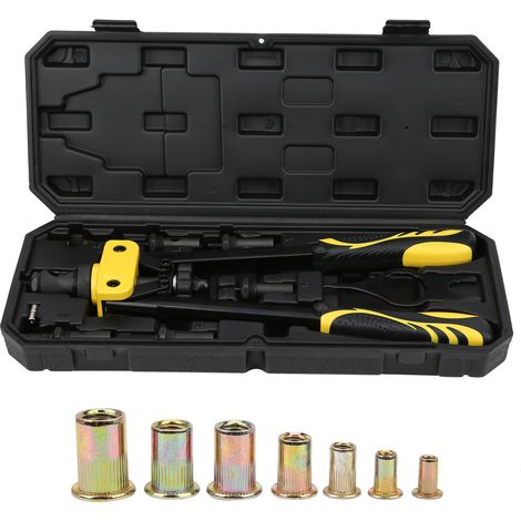 Kit de riveteuse manuelle professionnelle pour un gain de temps et d'efforts, comprenant des écrous à riveter M3 à M10 et des embouts de clé. (1/5)