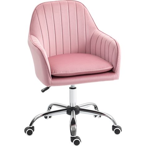 Velvet-Feel Tub Office Chair, with Seat Cushion - Dark Pink (1/5)