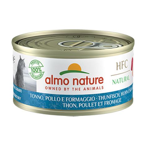 Almo Nature Cat HFC Natural Tonno, Pollo e Formaggio - Lattina 70 Gr -