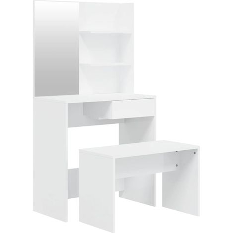 Maison Exclusive - Set Tavolo da Toeletta Bianco Lucido 74,5x40x141 cm (1/5)