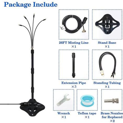 Gabrielle – Vaporisateur sur pied pour terrasse – Nébuliseur d'eau portable pour piscine et jardin – Débit de pulvérisation réglable – Extensible (1/4)